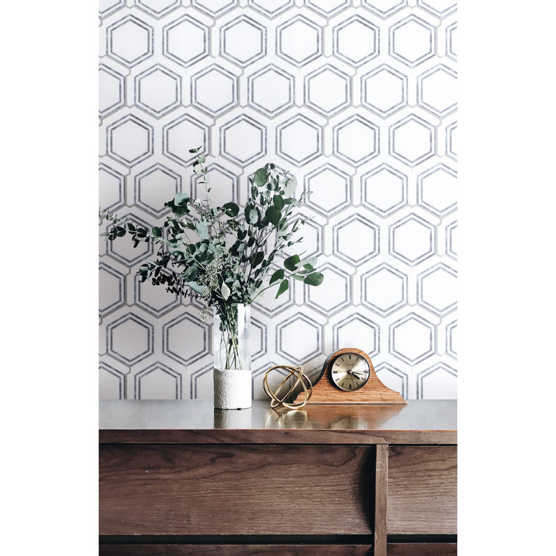Marble Honeycomb Mosaic Wall & Floor Tile, White/Gray