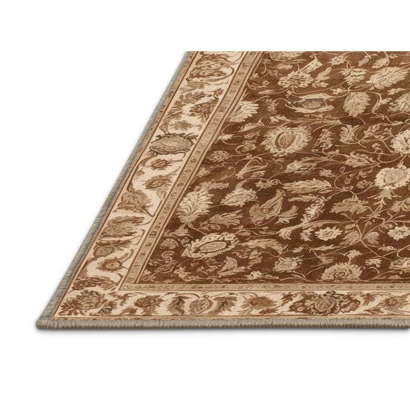 Tapis brun lavable à la machine, Rectangle 5 pi x 7 pi