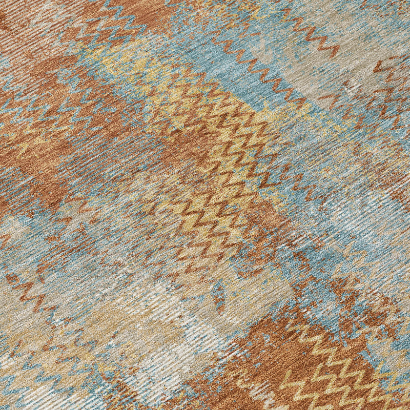 Machine Washable Indoor/Outdoor Chantille ACN2790 Abstract Rug, Paprika, 9' x 12'