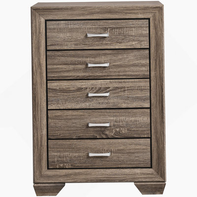 Commode de chambre 5 tiroirs délavé taupe