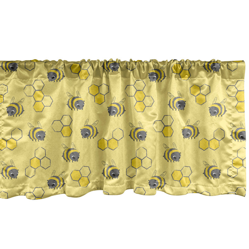 Ensemble de 2 cantonnières Ambesonne jaune et gris pastel, L 54 po x L 18 po