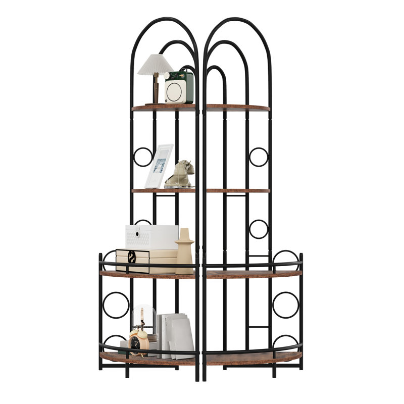 Brown 4 Corner Cabinet For Bathroom, Functional Storage Solution Shelving System With Metal Frame, And