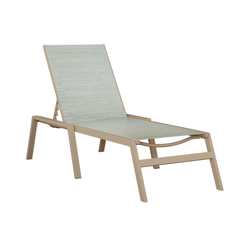 Colella Sahara Speckle Aluminum Chaise Armless Lounge With Martinique Sling Fabric, Mint, Sahara Speckle