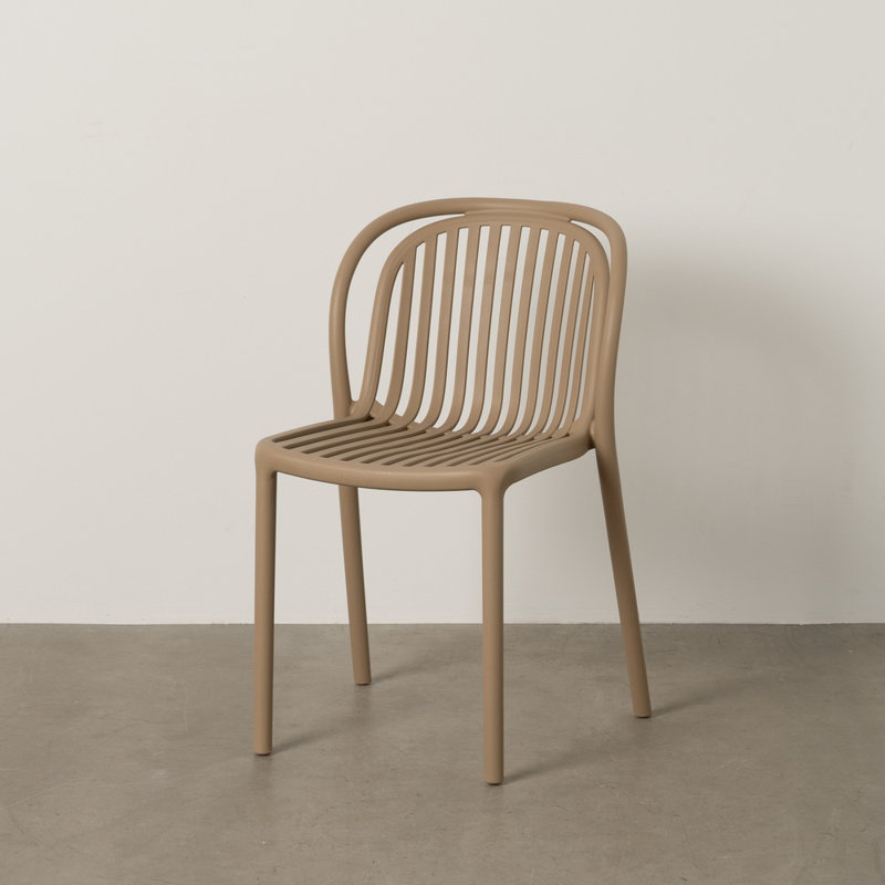 Finis Stacking Patio Dining Side Chair, Beige
