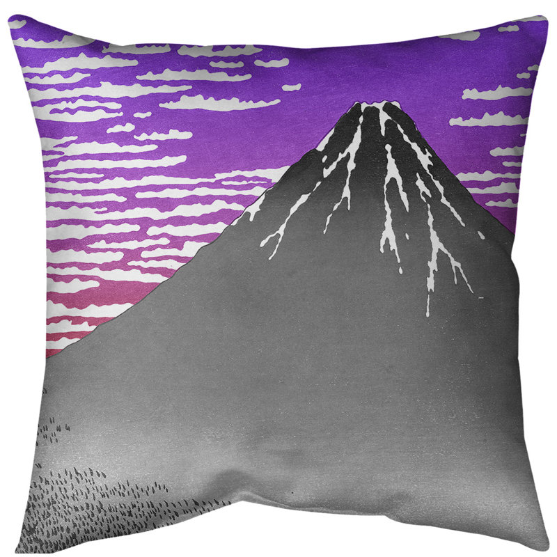 Coussin katsushika hokusai, fine vent clair matinée, Mauve / ciel rose, Faux lin
