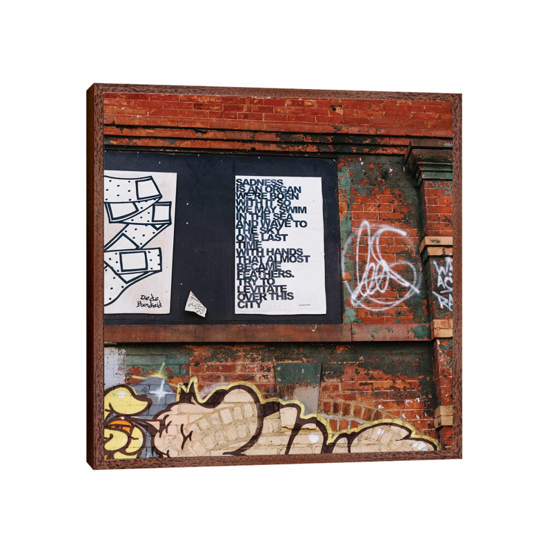 East Village Street VII 1 Piece Wall Art on Canvas, 93.98cm H x 93.98cm W x 3.81cm D, Classic Brown Wood Framed