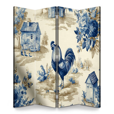 Cloison pliante 6 panneaux à cloisons Royal Vintage Farmhouse Toile Roosters