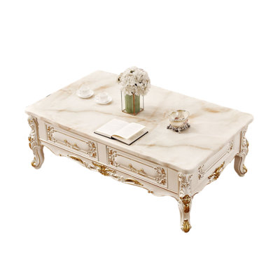 European Solid Wood Carved Coffee Table Single Coffee Table