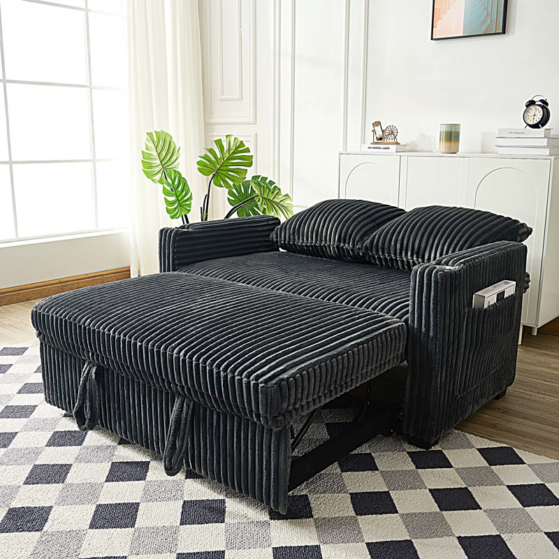 Corduroy Convertible Sleeper Sofa Bed, Gray