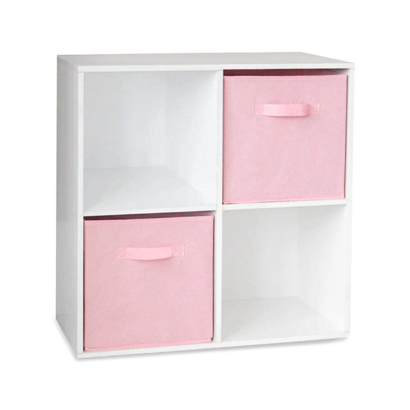 Northville 61cm W Cube Bookcase, White/Pink, (4 Shelves) 61cm H x 61cm W x 30cm D