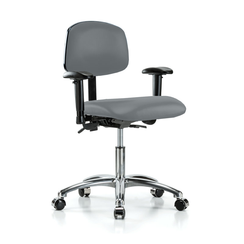 PERCH Chrome Multi-Task Office Chair with Adjustable Armrests | Desk Height 17-22", Cinder Fabric
