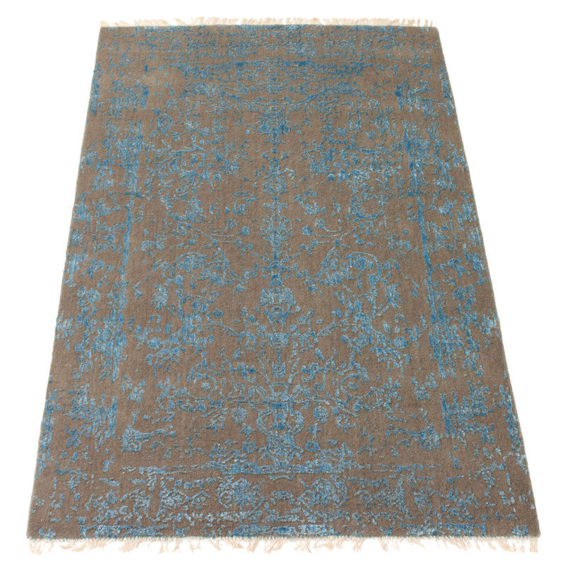 Tapis gris noué à la main Massie