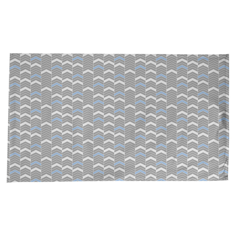 Nappe à chevrons à traits Stephenie, Gris / vert / bleu