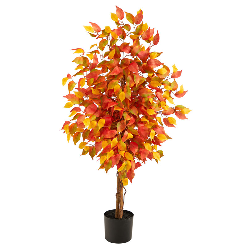 Arbre d'automne artificiel Autumn Ficus, Orange, H 120 po x l 48 po x P 48 po