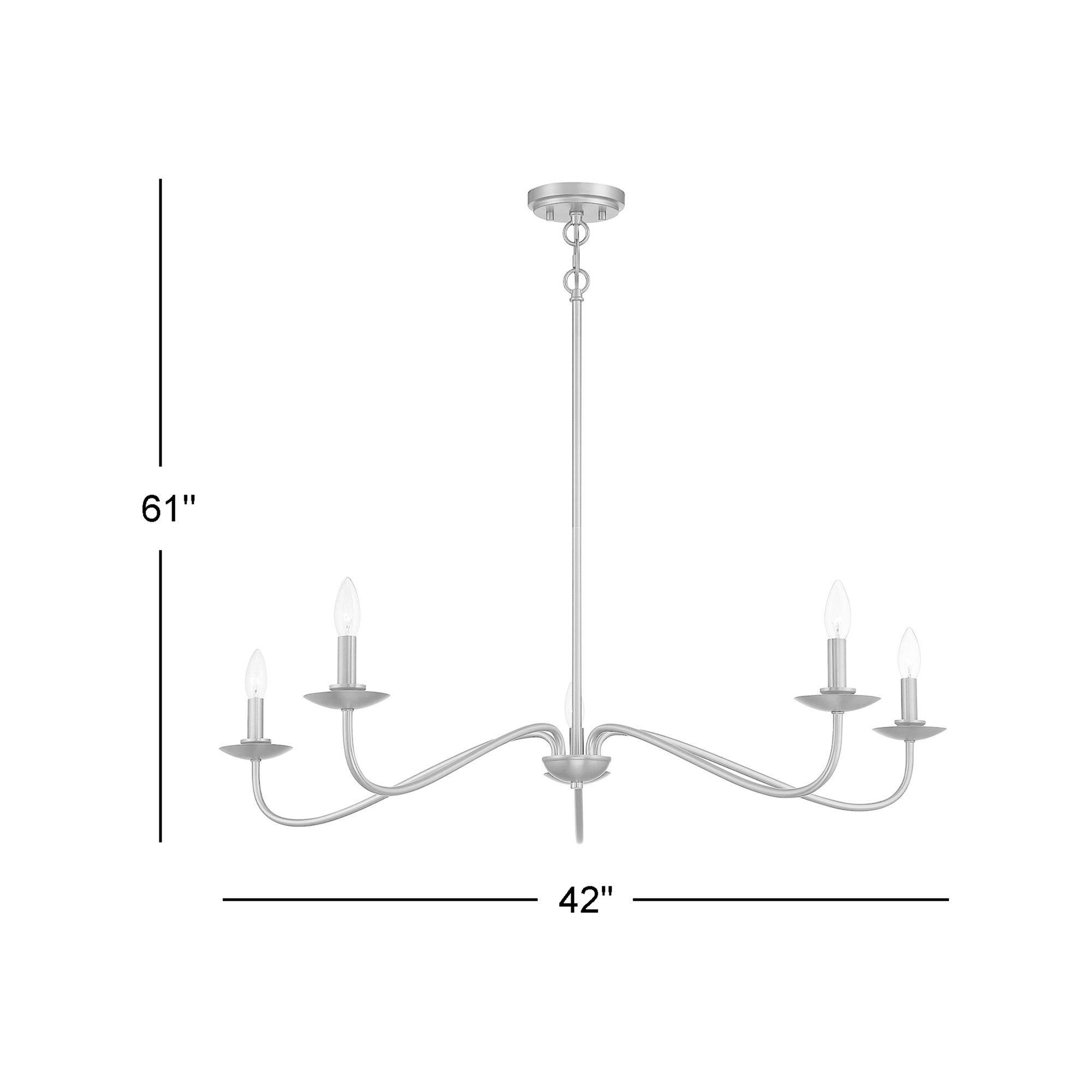 Abigeal 5 - Light Metal Dimmable Chandelier, Bisque White