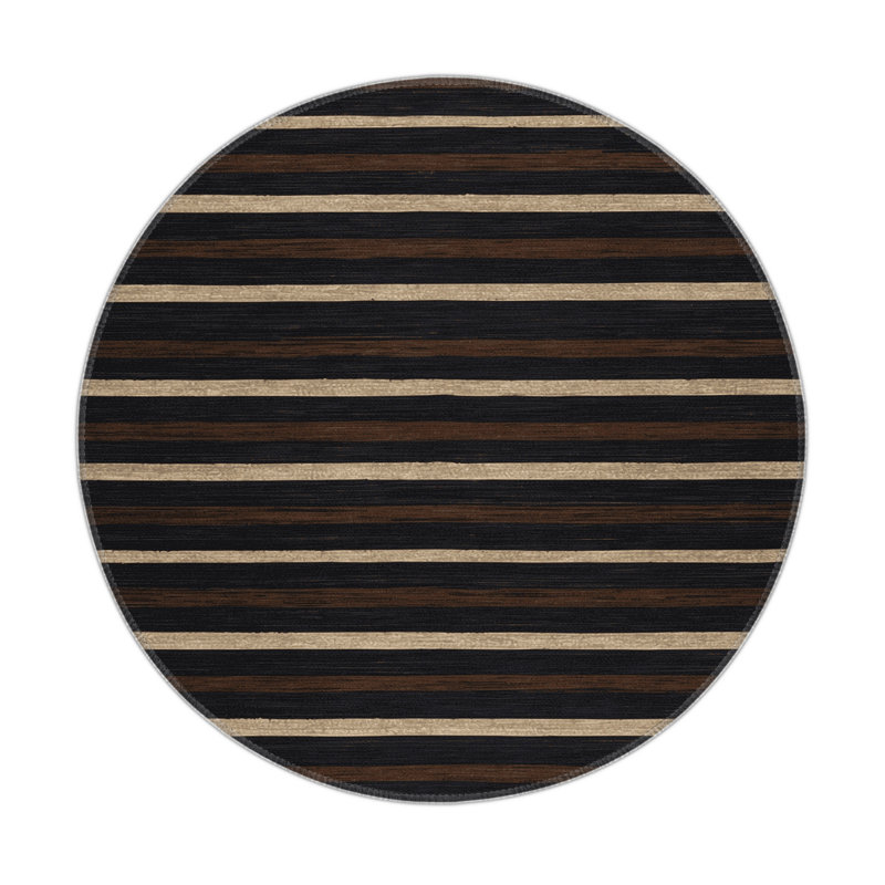 Tapis intérieur / extérieur gris HorizontalStripes, Rond 5 pi