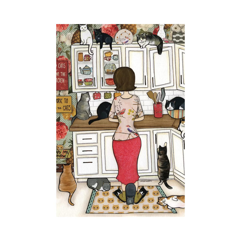 « Feed the Cats » par Jamie Morath-impression, Pas de tapis, Toile tendue, H 12 po x l 8 po x P 0,75 po