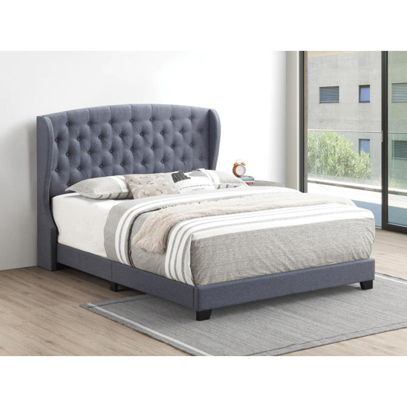 Charterhouse Upholstered Wingback Bed, King, Gunmetal