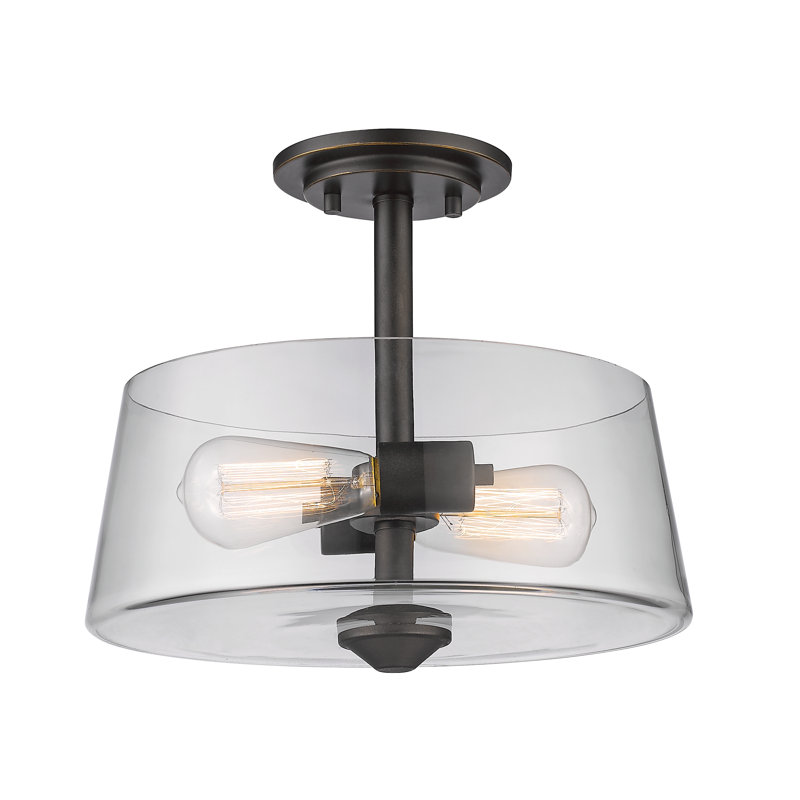 Jantz Glass Semi Flush Mount, Old Bronze