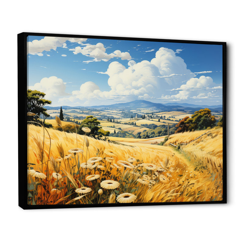 Birdell " Countryside Wheat And Sky III ", H 16 po x l 32 po x P 1 po, Cadre flottant noir