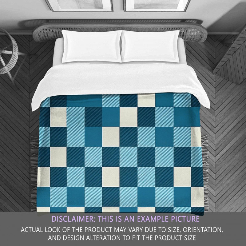 Polyester Comforter, Twin Comforter, Blue/Navy Checkered