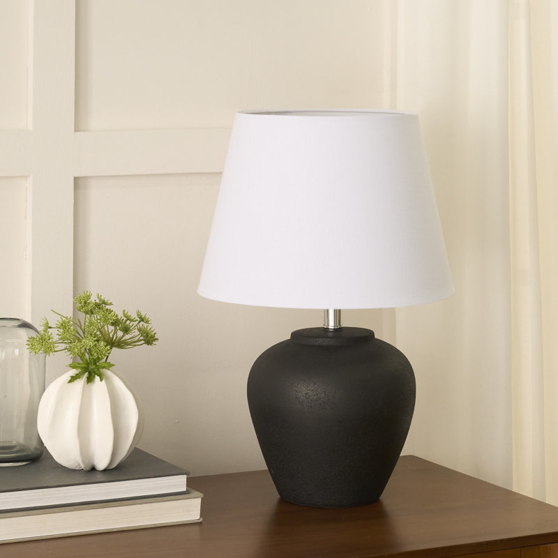 Lampe de table en céramique Leisha, Noir, Blanc