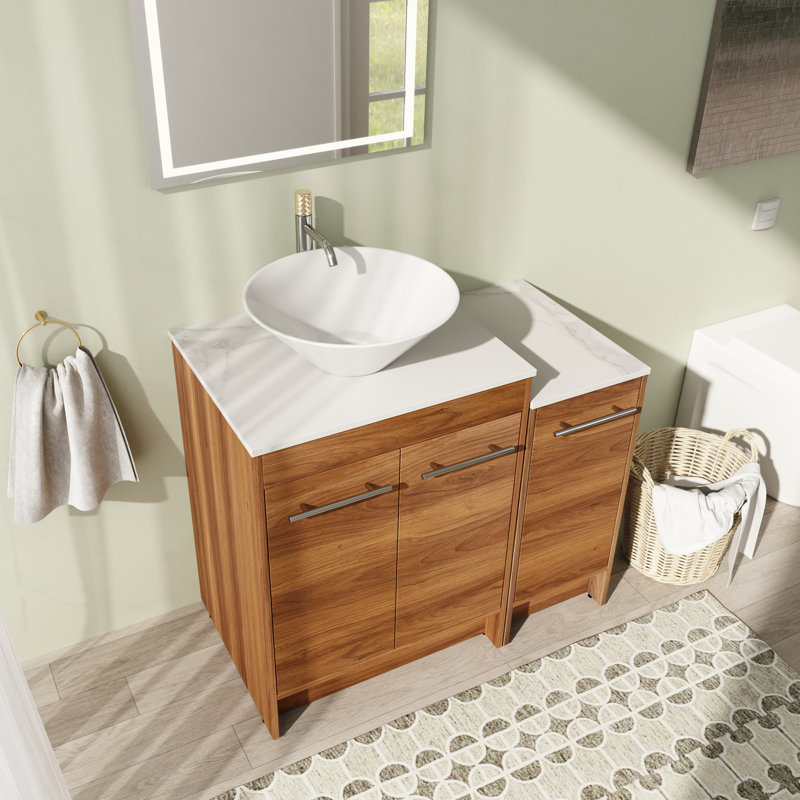 35.47'' Single Bathroom Vanity with Sintered Stone Top