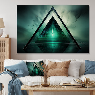 «Green Abstract Echoes Of Piramid I» - art mural géométrique
