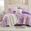 Ensembles de literie modernes, courtepointe à teinture en microfibre mauve pour une maison confortable