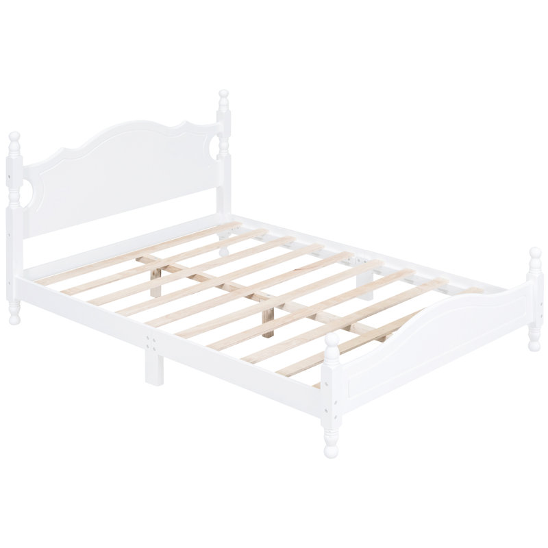 Lit plateforme en bois blanc avec nuance rétro et support de lattes fiable