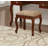 Classic Vanity Set w Stool Cherry Color Drawers Open-up Mirror Bedroom Furniture Unique Legs Cushion Seat Stool Vanity