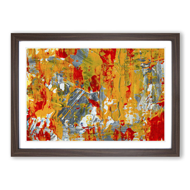 Abstract Art Painting Vol.217 by S.Johnson - Picture Frame Painting Print, 27cm H x 36cm W x 2cm D, Walnut Framed