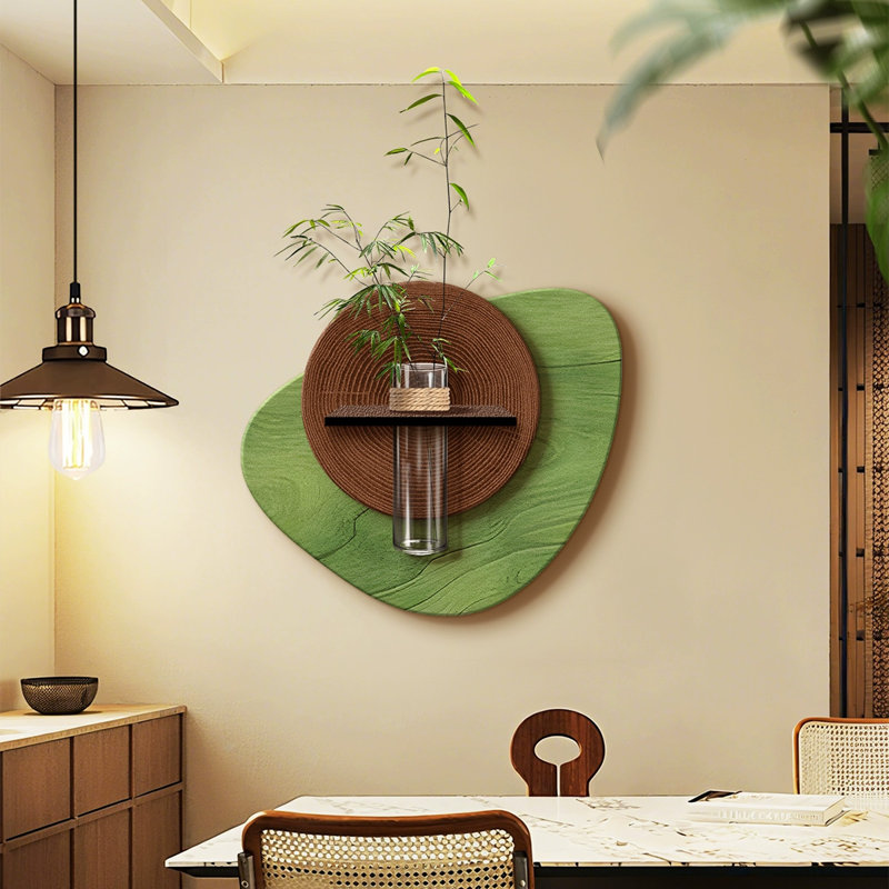 Art mural vert et vert en forme de grès, H 17,32 po x l 19,69 po