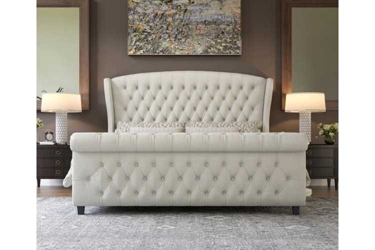 upholstered sleigh bed