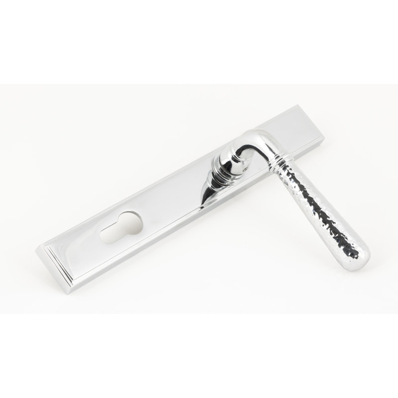 Hammered Newbury Lock Door Handle, Polished Chrome