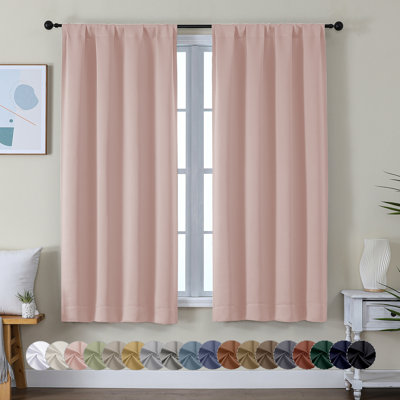 Bright Gold Short Blackout Curtains for Bedroom 54 Inches Long 2 Panels Set, Solid Thermal Insulated, Energy Saving Window Treatment Curtains Blackout Drapes, W40 x L54 Inch