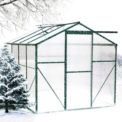 Serre en polycarbonate 6 pi x 8 pi, cadre en aluminium, serre ajustable 6 pi x 8 pi, base galvanisée, assemblage facile