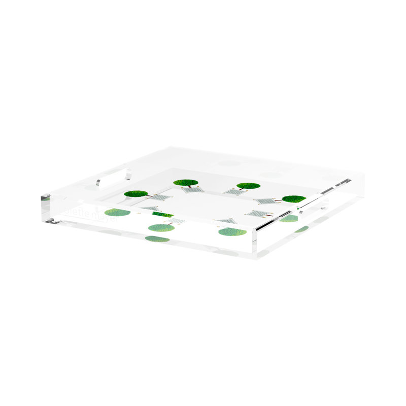 Timothy Corrigan Topiary Radial Acrylic Square Decorative Tray, 2" H x 15" W x 15" D