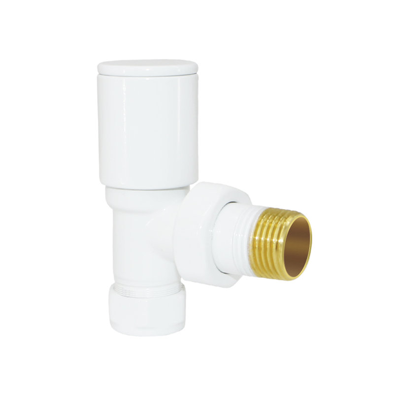 15Mm X 1/2" Angled Manual Towel Rail Designer Radiator Valves One Pair, White