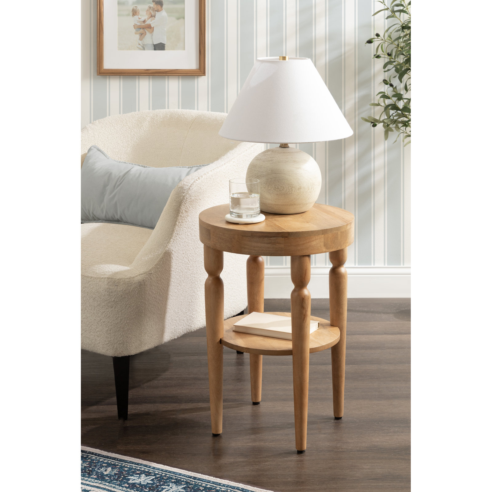 Ardentown Modern Round Side Table, Natural
