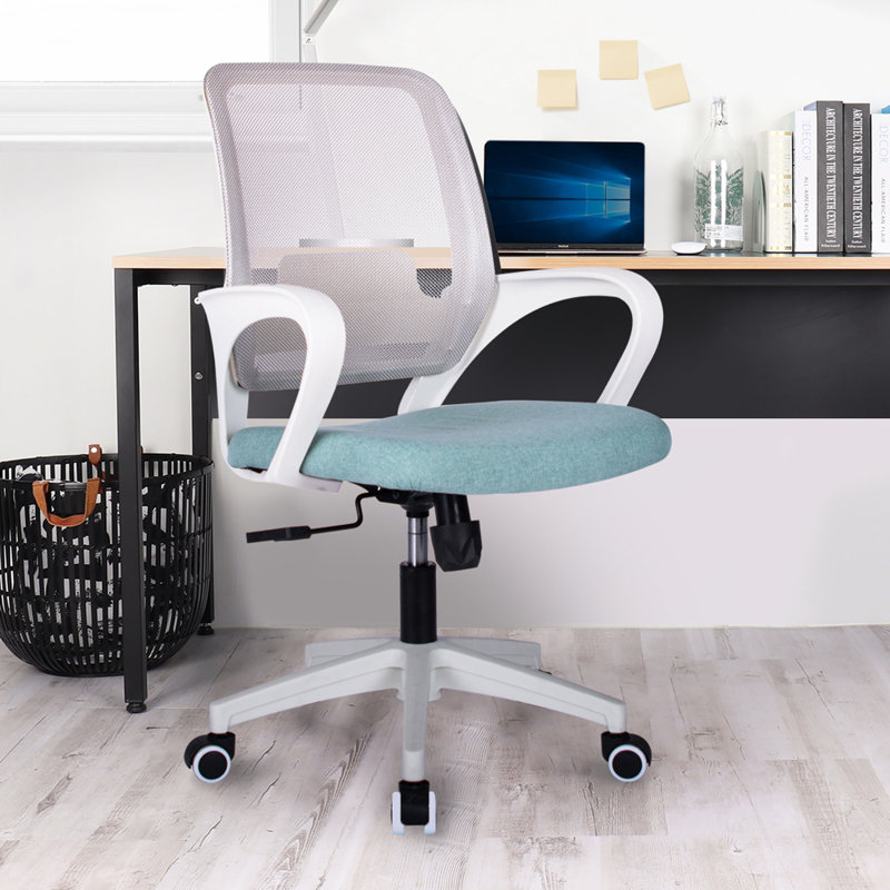 Nectara Space-Saving Ergonomic Home Office Chair with Mesh Back and Armrests, Pastel Mint
