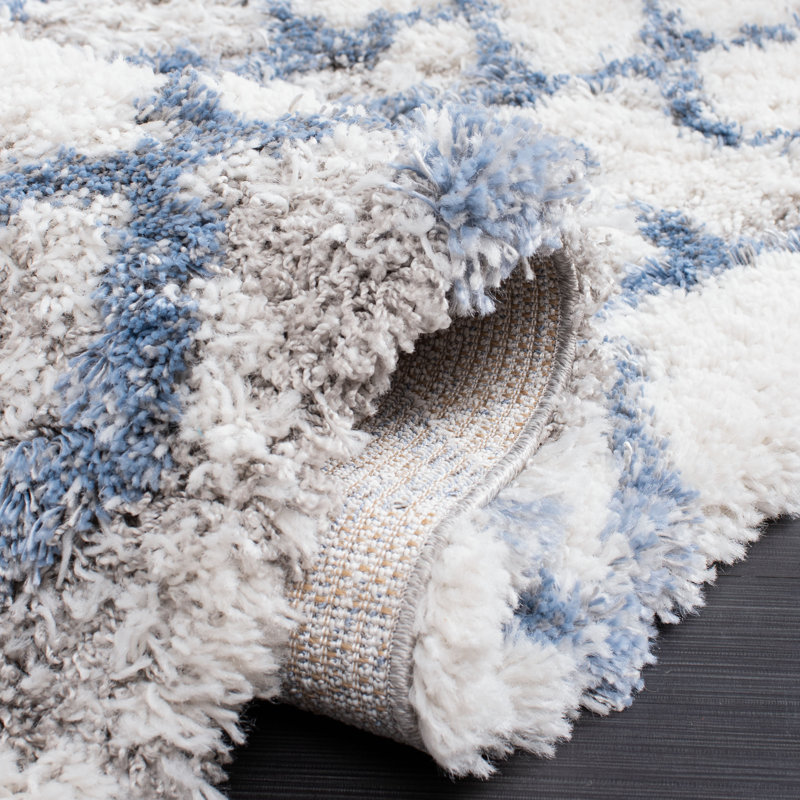 Castiglione Abstract Ivory/Blue Area Rug, Rectangle 6' x 9'