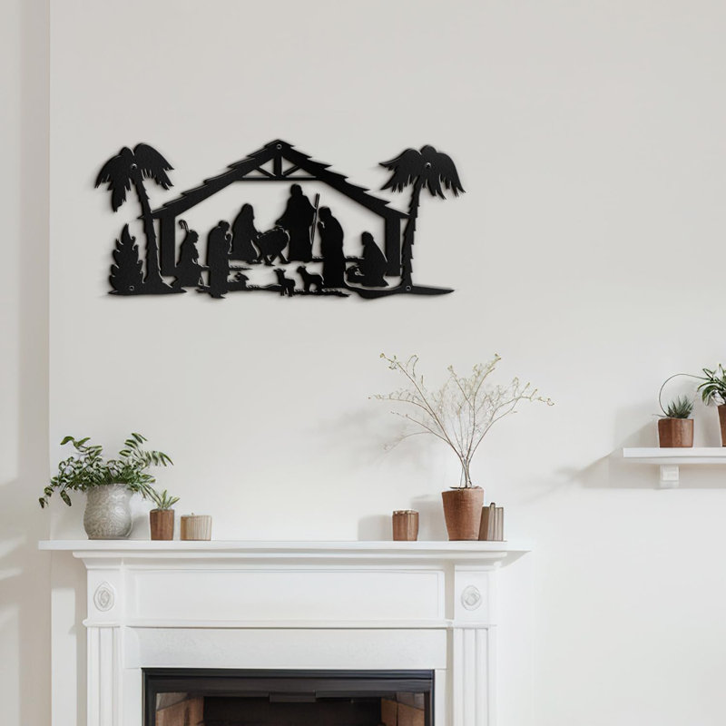 Décoration murale en métal, H 6 po x l 18 po x P 0,05 po, Noir