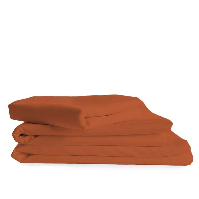 Hotel Luxurious Bamboo Blend Bed Sheet Set 2000 Series, Full Sheet Set + 4 Pillowcases, Autumn Orange