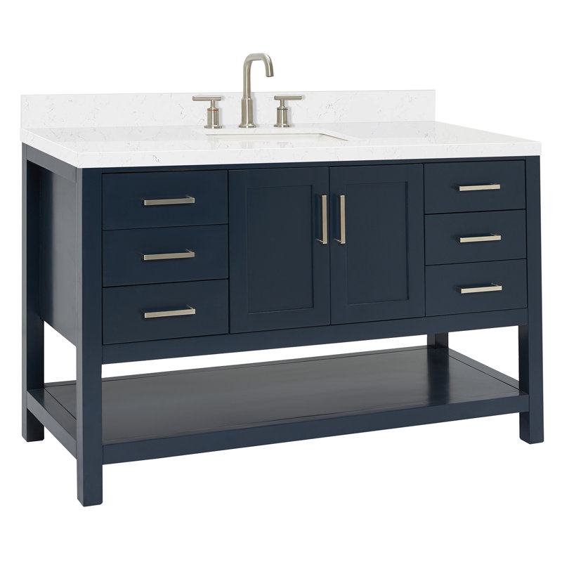 ARIEL Magnolia 54 Single Bathroom Vanity with Top, Midnight Blue, Rectangular