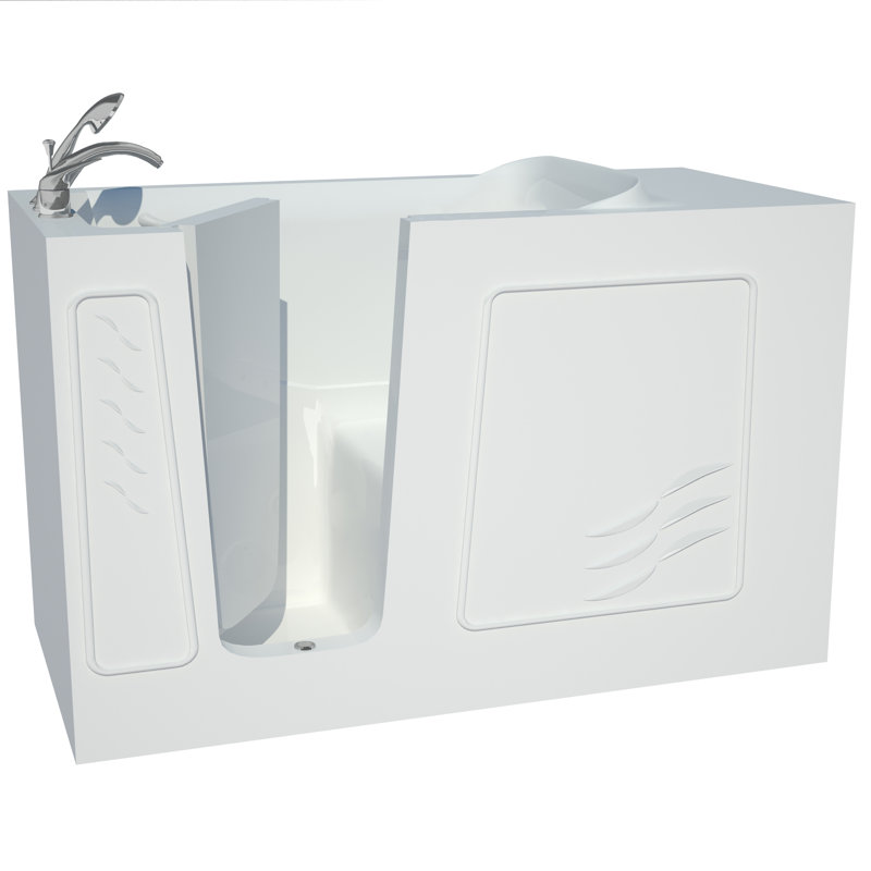 Captains Series 59'' x 30'' Soaking Fiberglass Bathtub with Faucet, Left