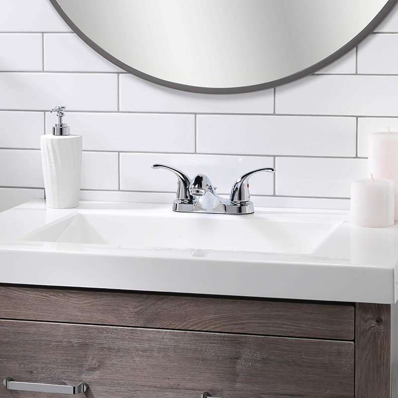 Two Handle Bathroom Sink Faucet, Polished Chrome