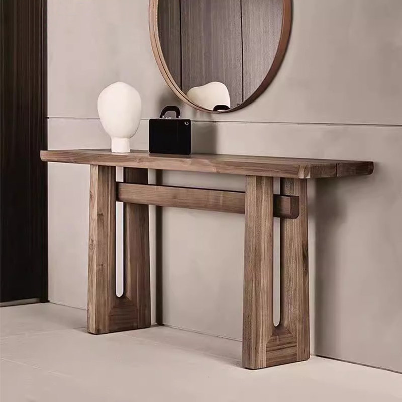 Console rétro simple., H 33,5 po x l 54,3 po x P 15,7 po, Brun
