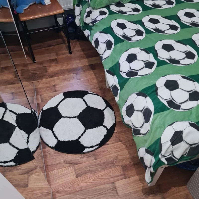Kids It's A Goal Football Shaped Rug White