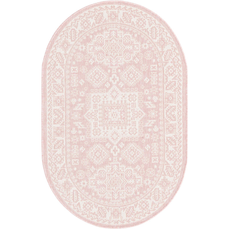 Tapis d'extérieur Chand couleur rose, Ovale 3 pi 3 po x 5 pi 3 po